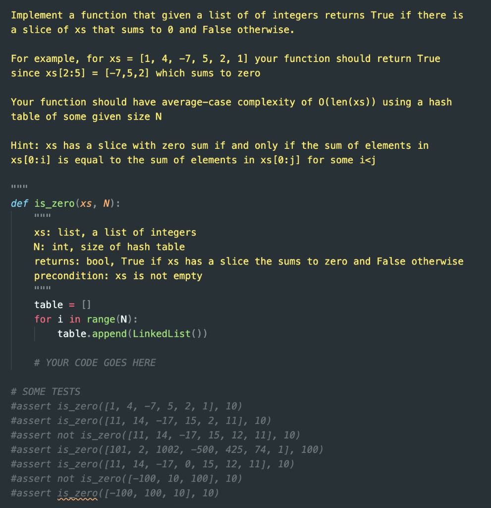 Solved Implement a function that given a list of of integers | Chegg.com