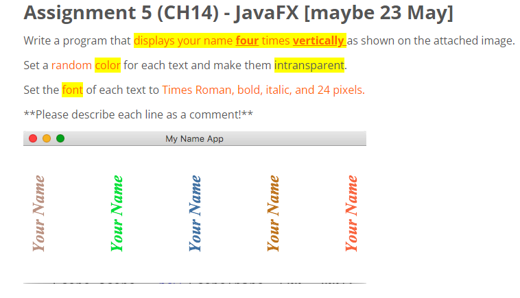 Solved Assignment 5 (CH14) - JavaFX [maybe 23 May] Write a | Chegg.com