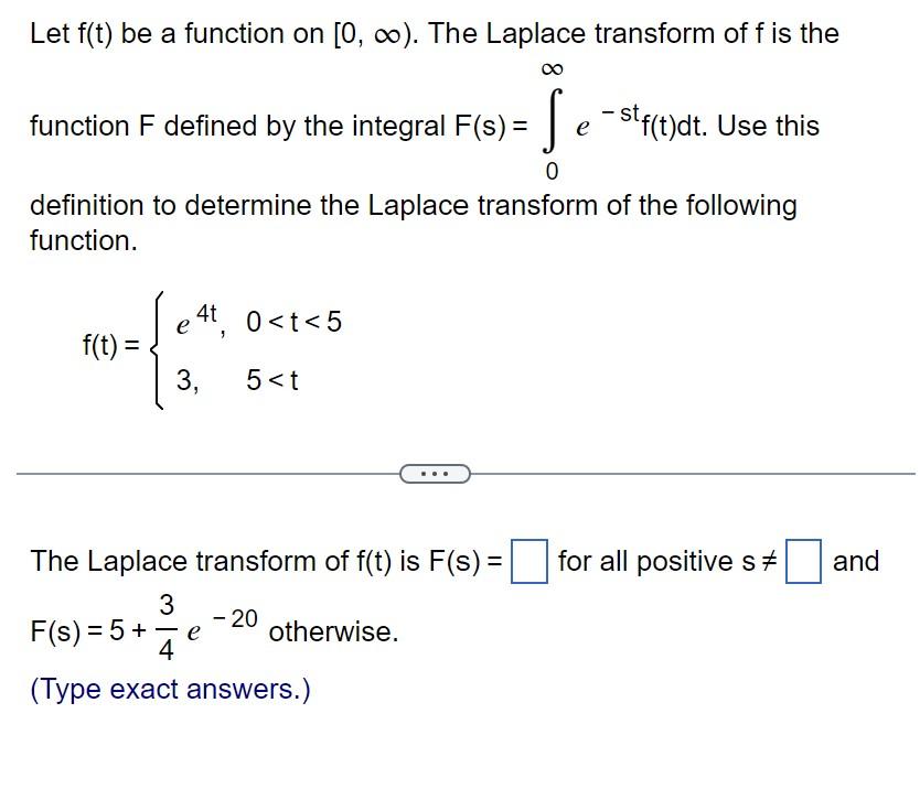 Solved Let F T Be A Function On [0 ∞ The Laplace