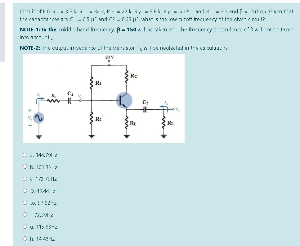 Circuit Of Fig Rs 3 8 K R 1 82 K R2 22 K Rc Chegg Com