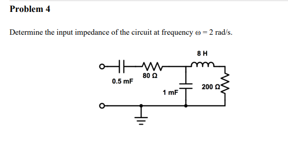 Solved Determine The Input Impedance Of The Circuit At | Chegg.com