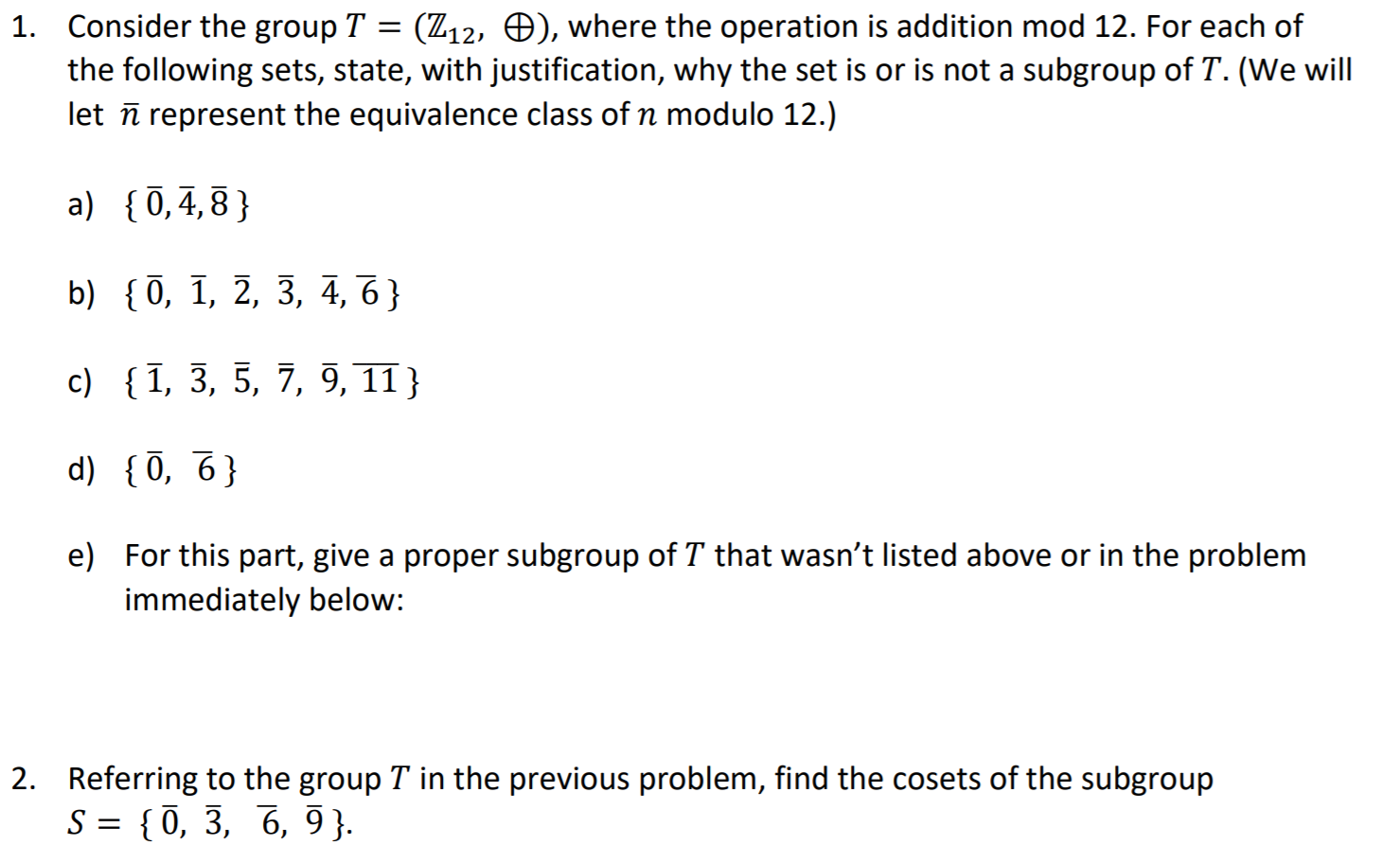 Solved 1 Consider The Group T Z12 C Where The Oper Chegg Com