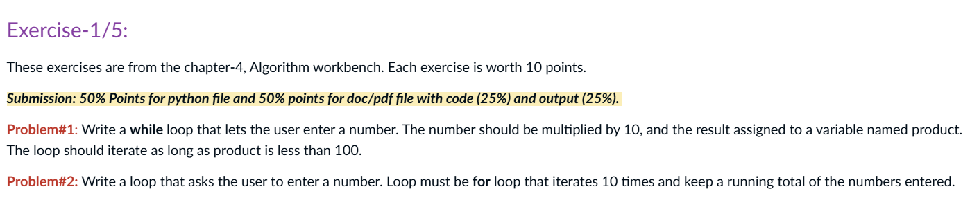Solved Exercise-1/5:These exercises are from the chapter-4, | Chegg.com