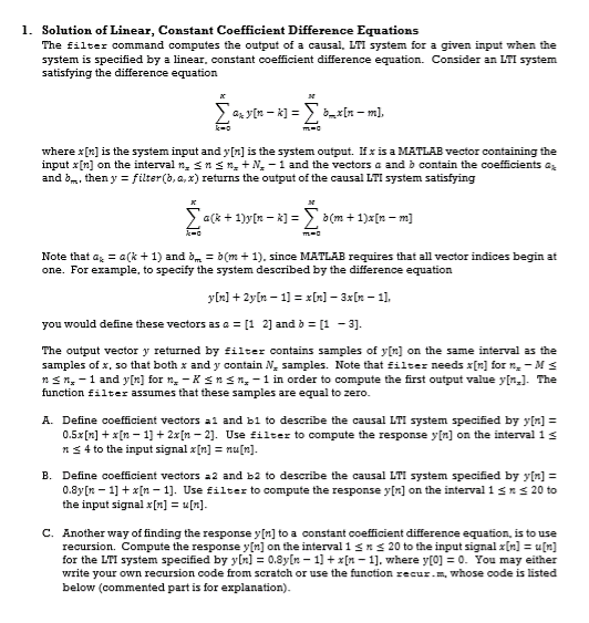 Solved 1. Solution of Linear, Constant Coefficient