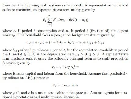 Consider The Following Real Business Cycle Model. A | Chegg.com