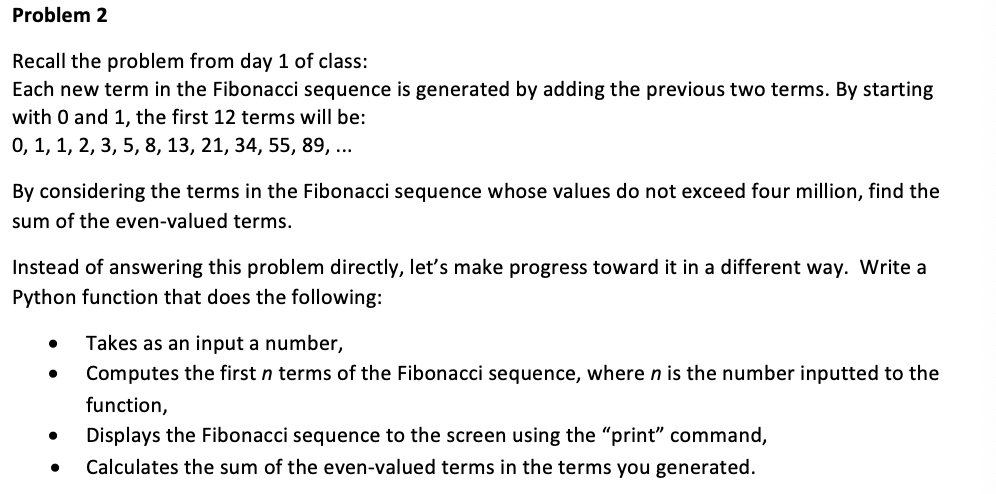 Solved Recall the problem from day 1 of class: Each new term | Chegg.com