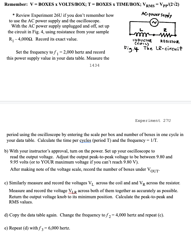 Solved Table One Lr Circuit Rms Values Graphical Value Chegg Com