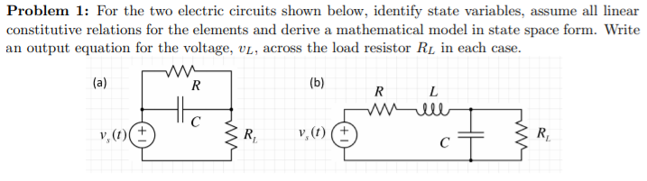 Solved Problem 1: For the two electric circuits shown below, | Chegg.com