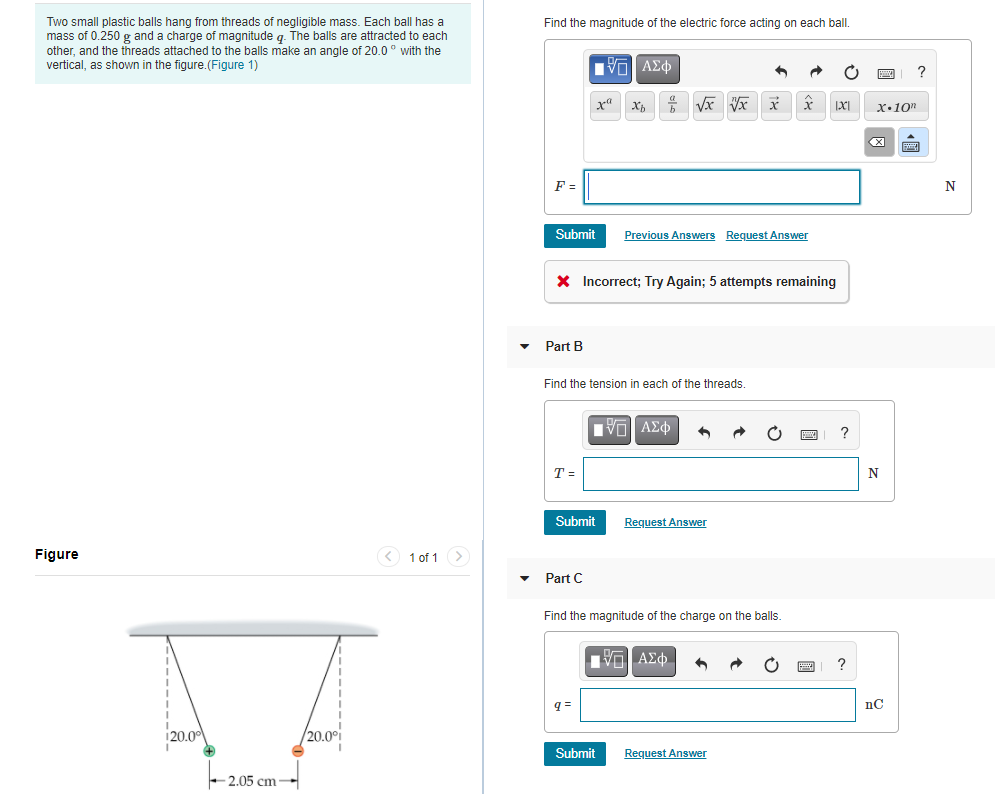Solved Find the magnitude of the electric force acting on | Chegg.com