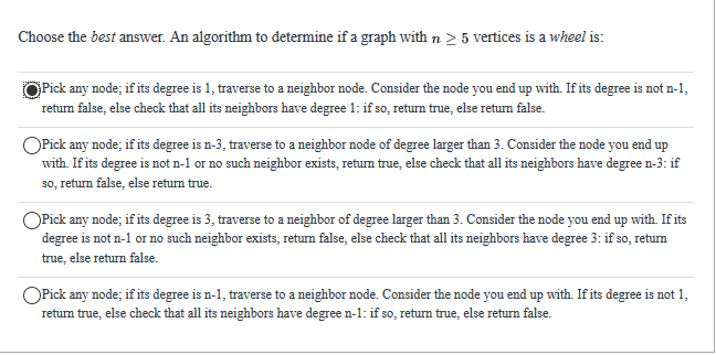 Solved Choose the best answer. An algorithm to determine if | Chegg.com