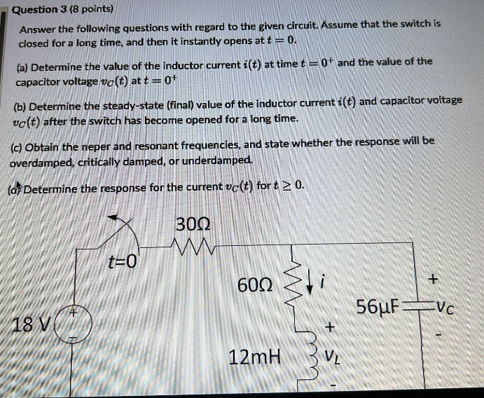 Solved Question 3 (8 points) Answer the following questions | Chegg.com