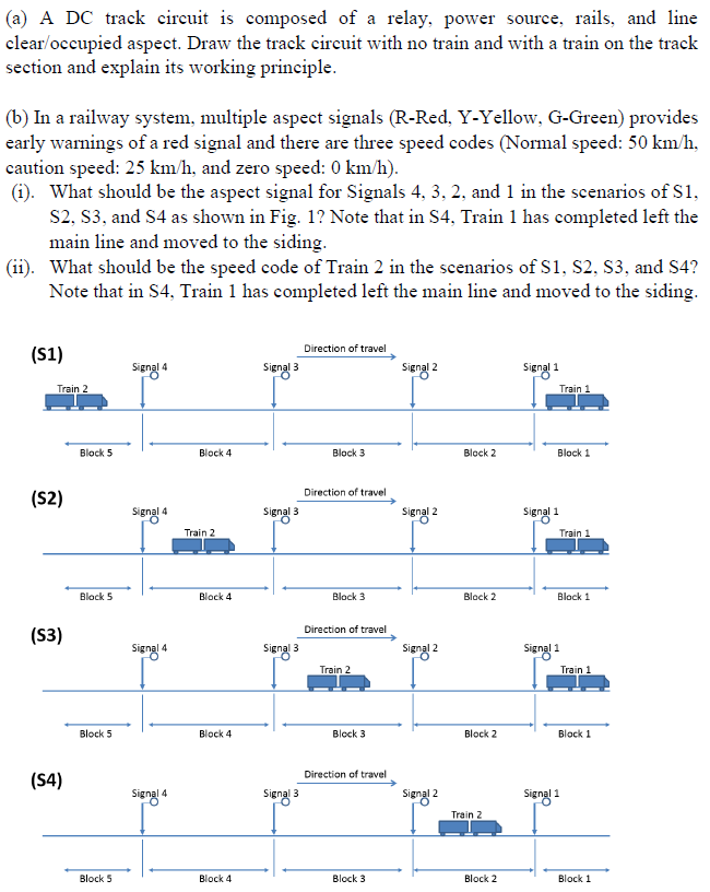 Solved (a) A DC track circuit is composed of a relay, power