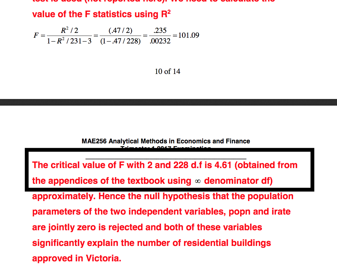 Solved I Have A Question About F Critical How Do They Kno Chegg Com