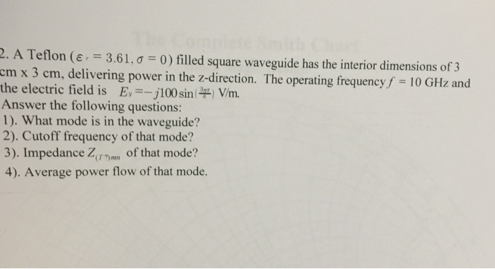 Solved A Teflon (e- 3.61 ?-0) filled square waveguide has | Chegg.com