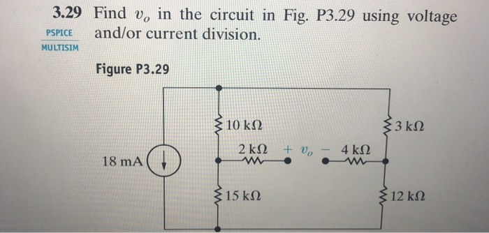 Solved 3 29 Find Vo In The Circuit In Fig P3 29 Using