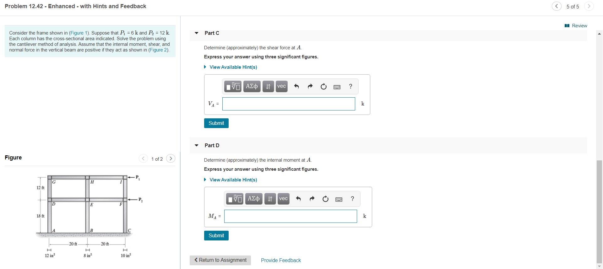 Solved Review Consider the frame shown in (Figure 1). | Chegg.com