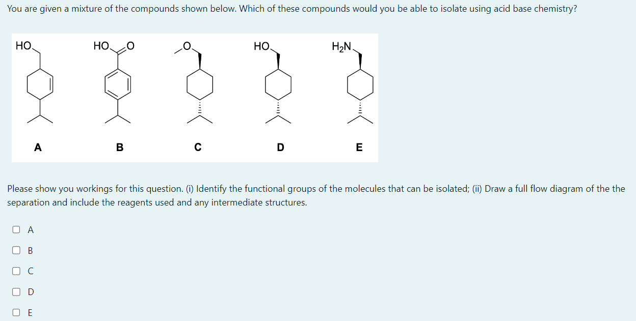 Solved A 5050 Mixture Of 2 Compounds Is Given To A Student Or Cheggcom