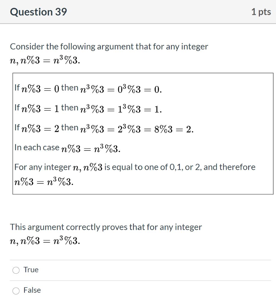 Solved Question 38 1 pts Consider the following argument | Chegg.com