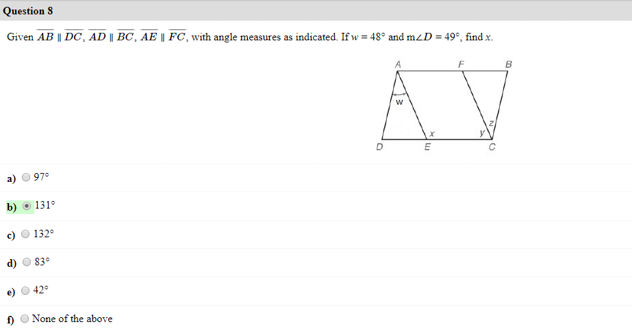 Solved Question 8 Given Ab Dc Ad Ae Fc Wit Chegg Com