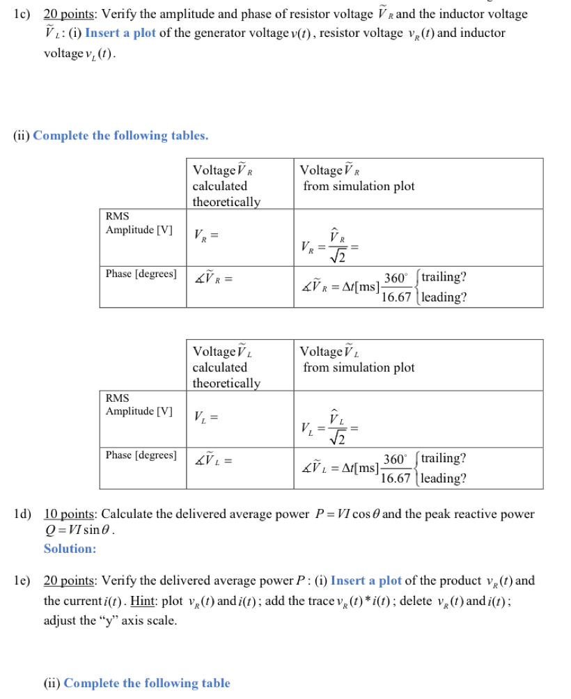 1 Working Circuit 1 R V 3 L 10 6m Sine O 169 60 0 0 Chegg Com