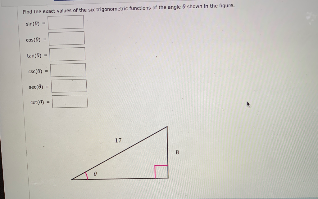 Solved Find The Exact Values Of The Six Trigonometric Fun