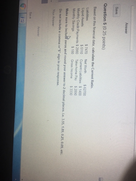 Solved Based On This Financial Data Calculate The Current Chegg