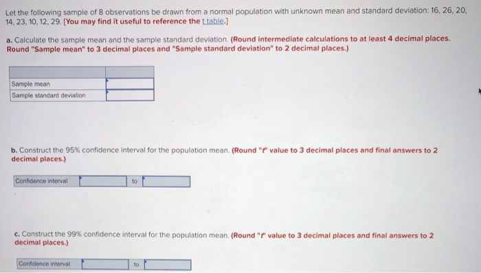 Solved Let the following sample of 8 observations be drawn | Chegg.com