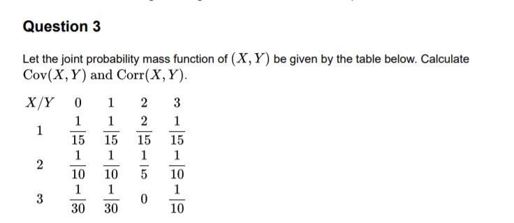 Solved Question 3 Let the joint probability mass function of | Chegg.com