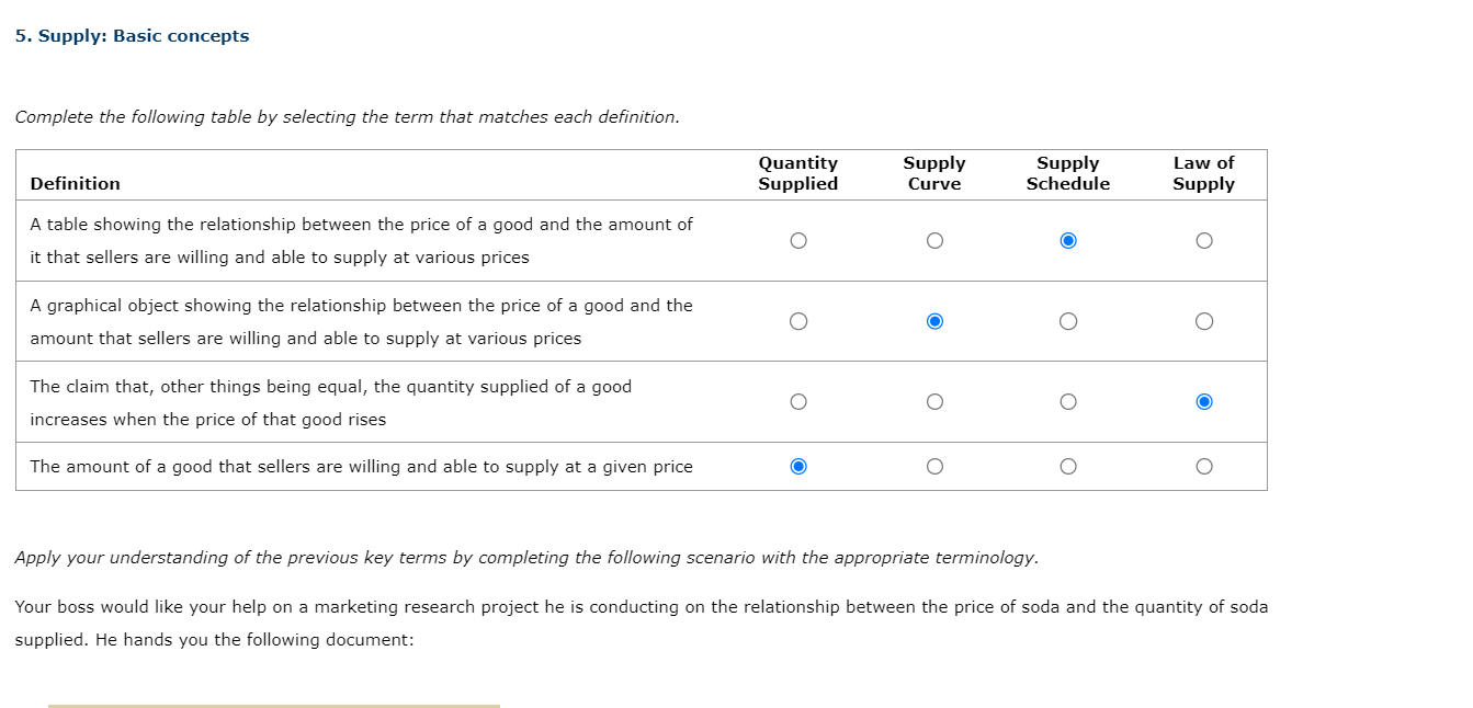 [Solved]: Complete the following table by selecting the te