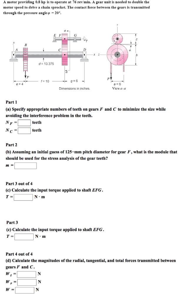 Solved hp is to operate at 76 rev/min. A gear unit is needed | Chegg.com