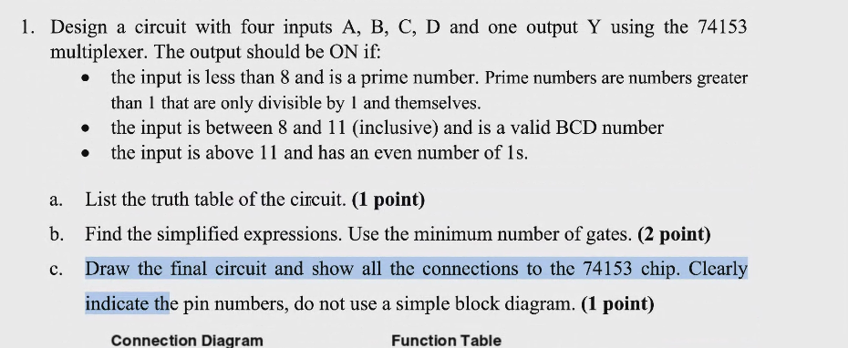 Solved 1. Design A Circuit With Four Inputs A, B, C, D And | Chegg.com