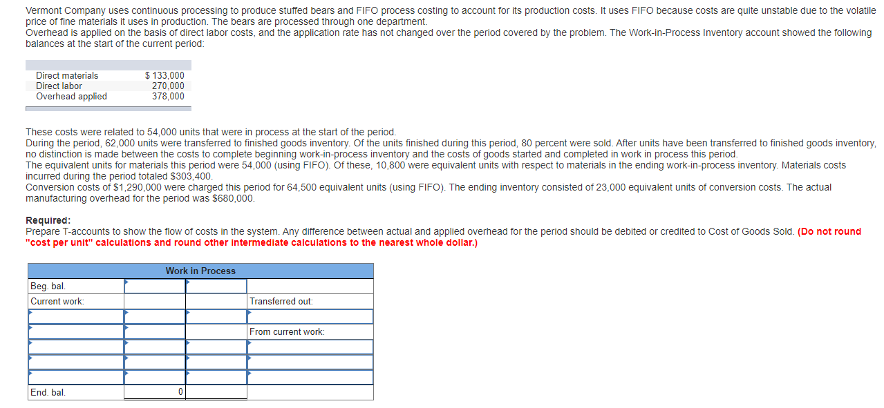 Solved Vermont Company uses continuous processing to produce