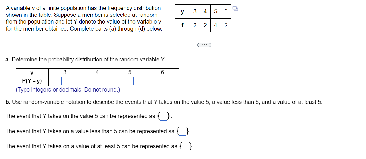 Solved 6 A variable y of a finite population has the | Chegg.com