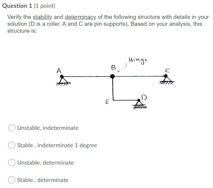 Solved Question 1 (1 Point) Verify The Stability And | Chegg.com