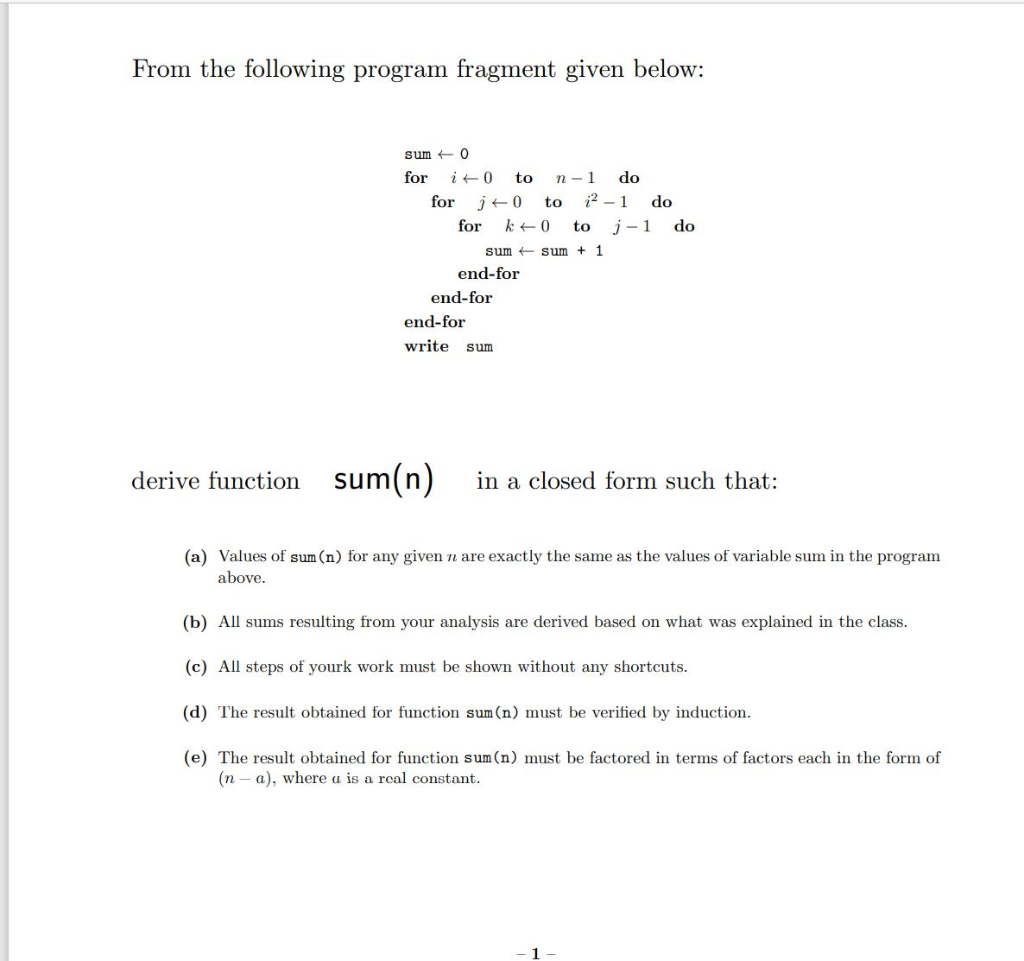 From the following program fragment given below: sumo | Chegg.com