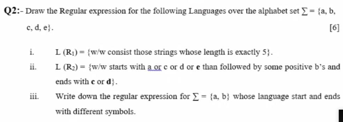 Solved Q2:- Draw The Regular Expression For The Following | Chegg.com