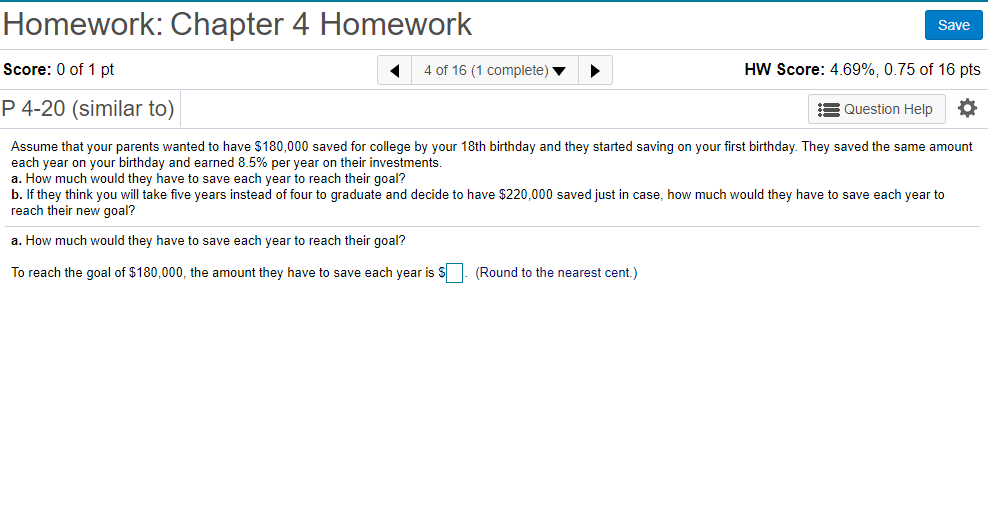 Solved Homework: Chapter 4 Homework Save Score: 0 of 1 pt 4 | Chegg.com