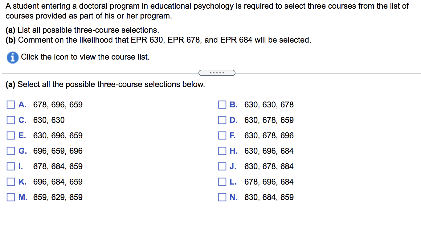 Solved A Student Entering A Doctoral Program In Educational | Chegg.com