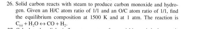 Solved Solid Carbon Reacts With Steam To Produce Carbon | Chegg.com