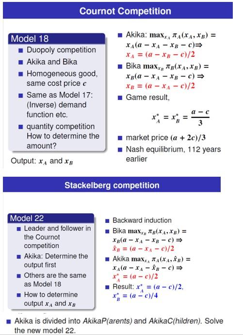 Cournot Competition Model 18 Duopoly competition | Chegg.com