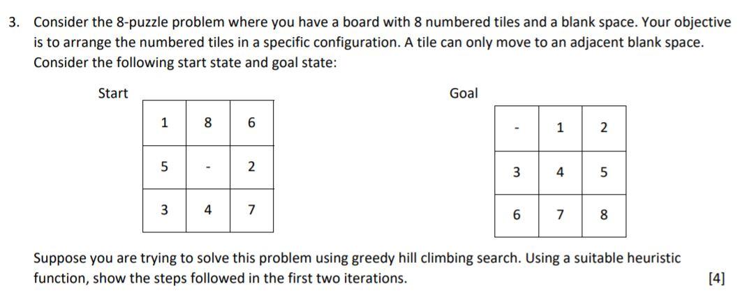 Solved 3. Consider the 8-puzzle problem where you have a | Chegg.com