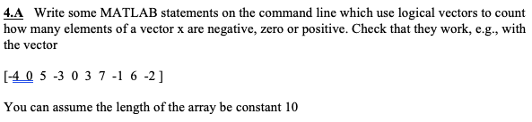 Solved 4.A Write some MATLAB statements on the command line | Chegg.com
