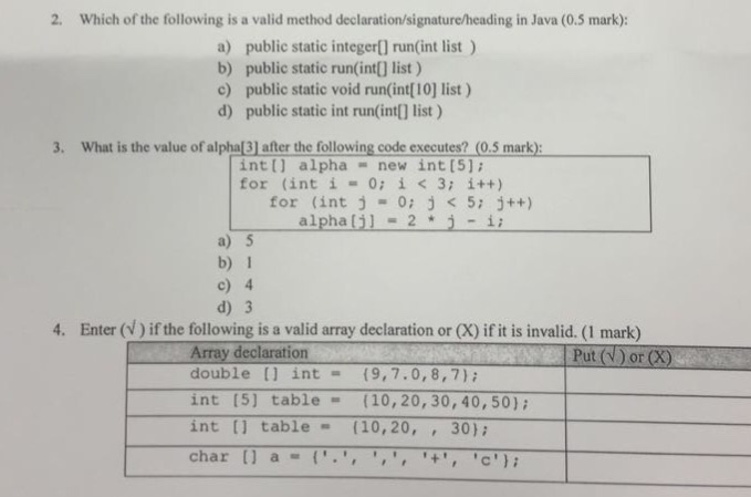 Solved Which of the following is a valid method | Chegg.com