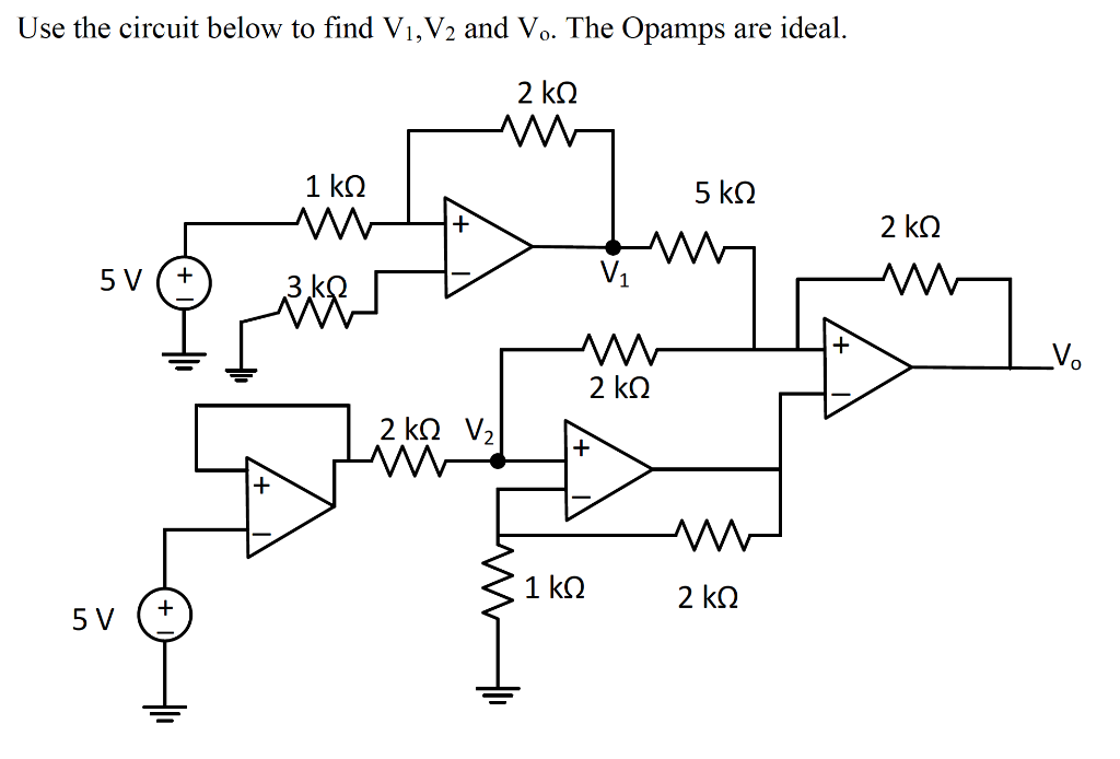 Solved Use the circuit below to find V1,V2 and V.. The | Chegg.com