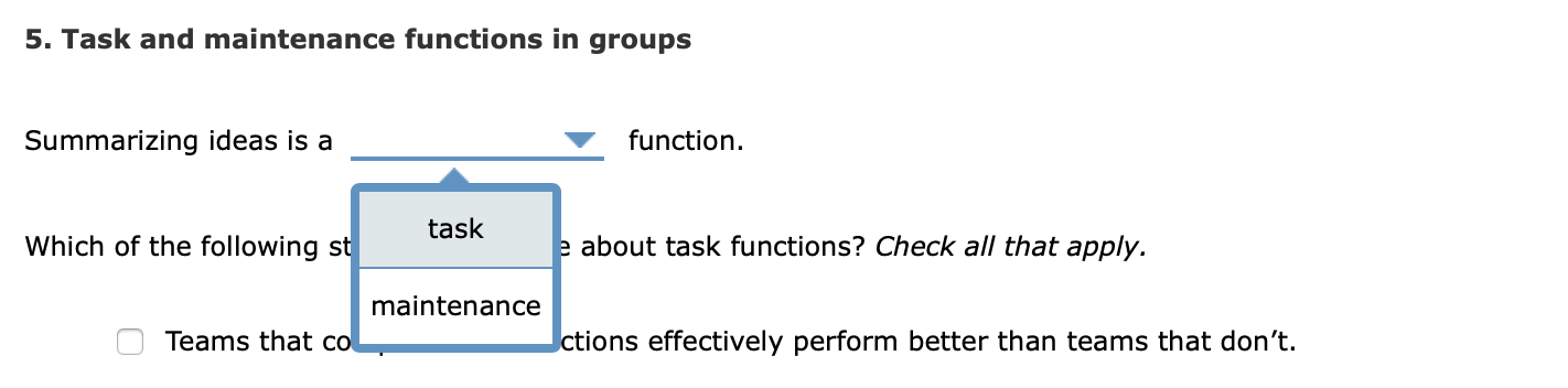 Solved 5. Task and maintenance functions in groups | Chegg.com