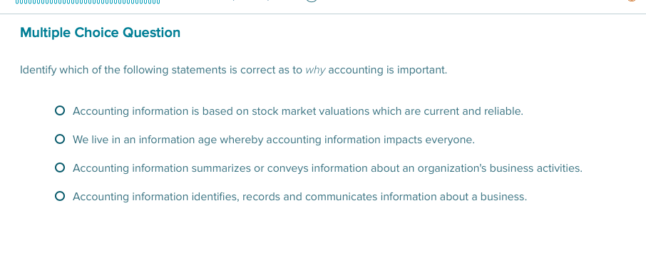 Solved Multiple Choice Question Identify which of the | Chegg.com