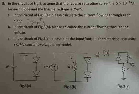Solved 3. In the circuits of Hig3, assume that the reverse | Chegg.com