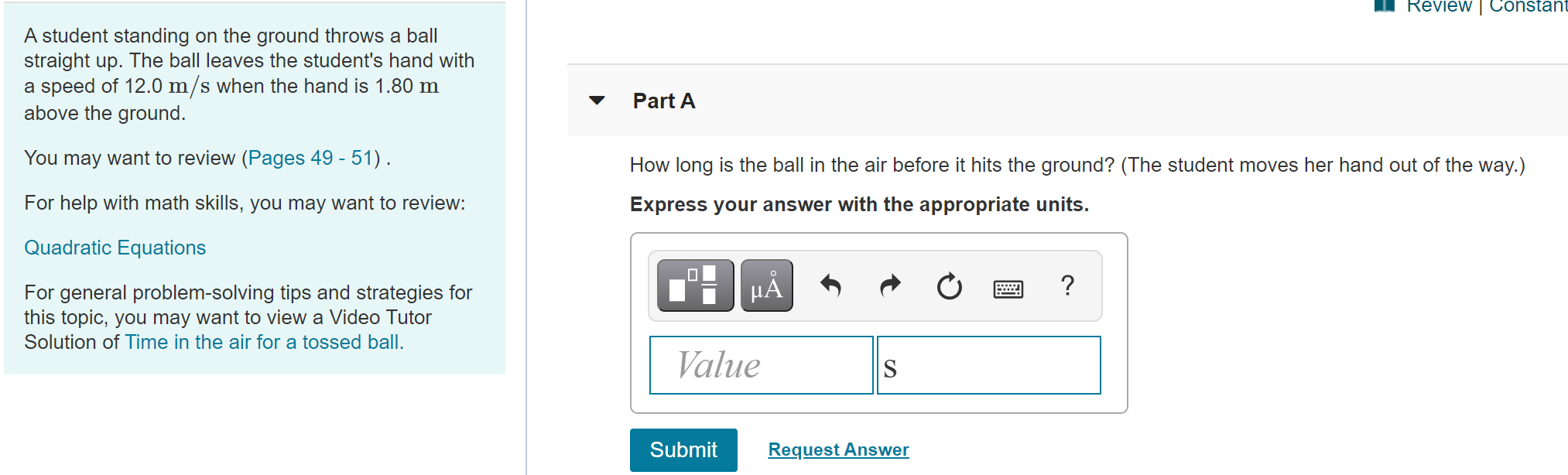 Solved Review | Constant A student standing on the ground | Chegg.com