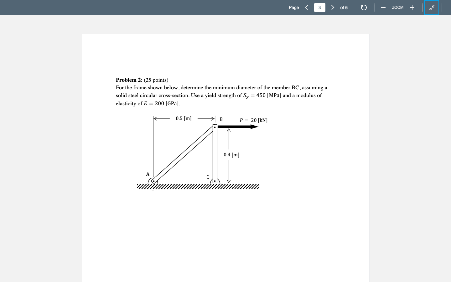Solved Problem 2: (25 points) For the frame shown below, | Chegg.com