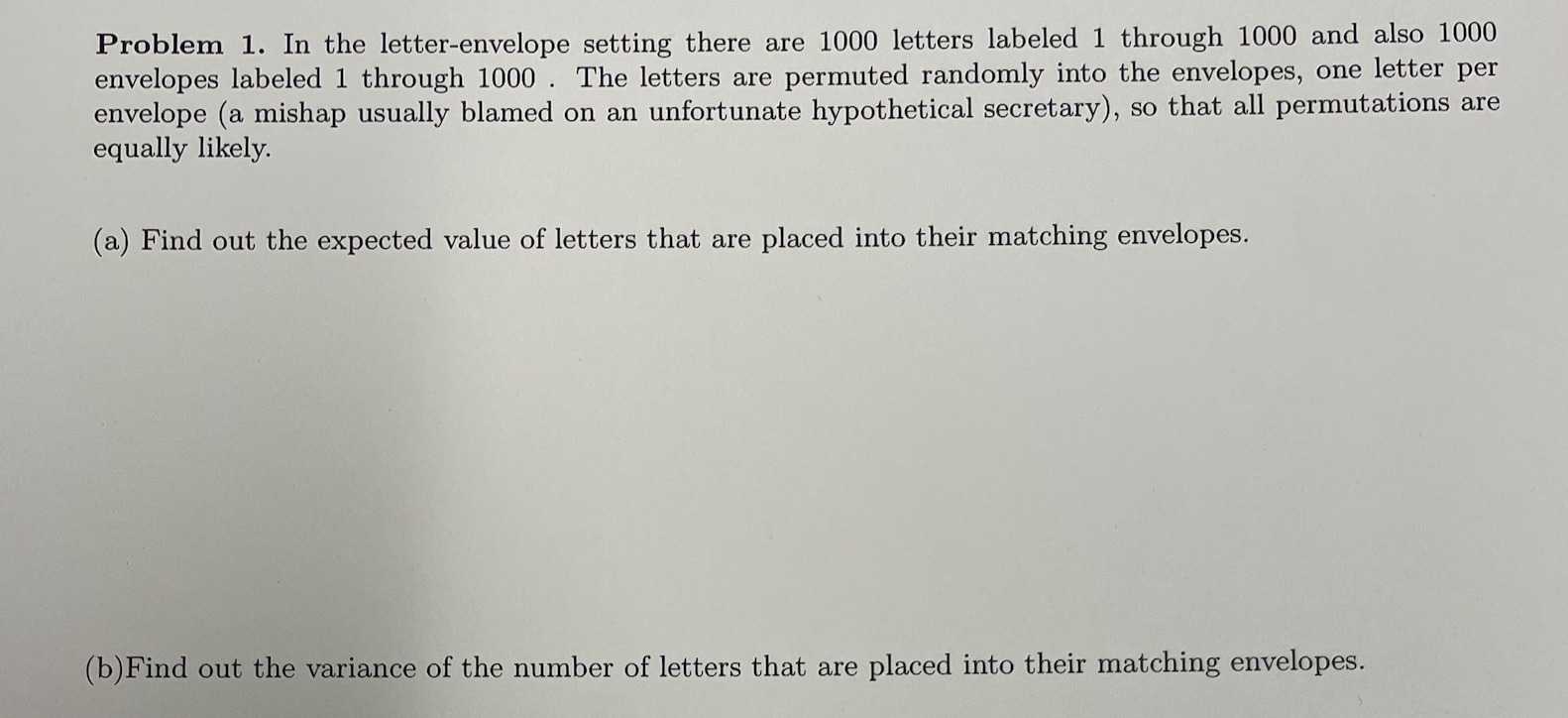 Envelope Problems Solved Problem 1. In the letter-envelope setting there are | Chegg.com